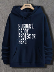 Husband Letter Print Hoodies Men Graphic Sweatshirt Comfy Hooded Pullover