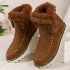 Warm Thermal Round Toe Flat Snow Boots Non Slip Fall Winter Shoes