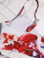 Tie Dye Wrap V Neck Bra & Panty Swimsuit Set