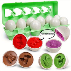 12PCS Dinosaur Shape & Egg Recognition Sorter Puzzle Sensory Toys