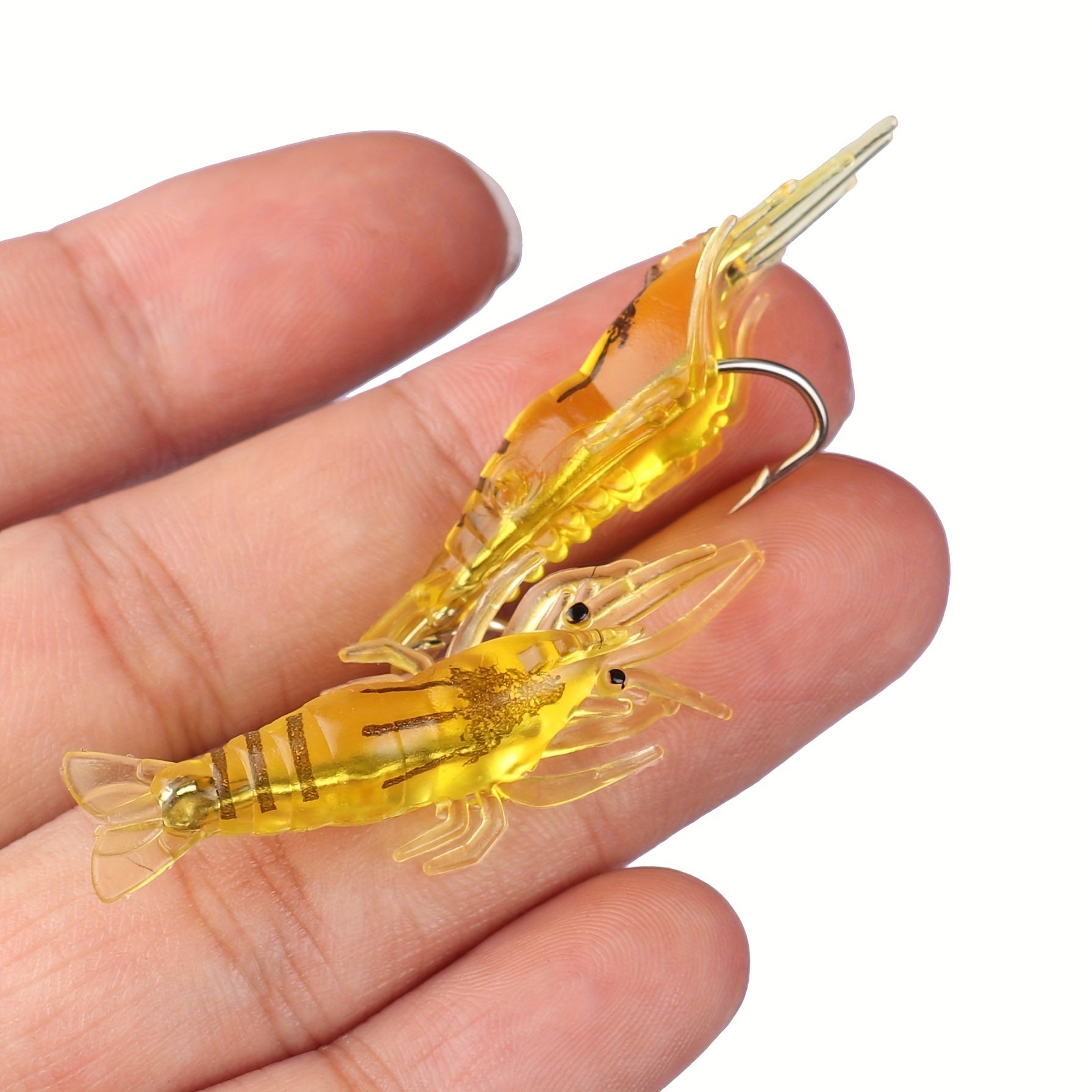 10pc Shrimp Lure Set for Bass Fishing with Simulation Soft Prawn Bait and Hooks