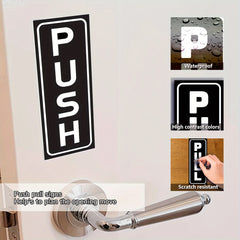 8pcs Push Pull Door Sign Sticker Vertical Self-Adhesive Vinyl 5x12cm