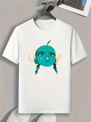 Funny Cartoon Print Men's Graphic T-Shirt Casual Comfy Tees for Summer