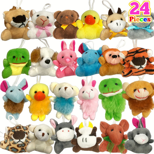 24pcs Mini Animal Plush Toy Assortment for Kids Carnival Prizes School