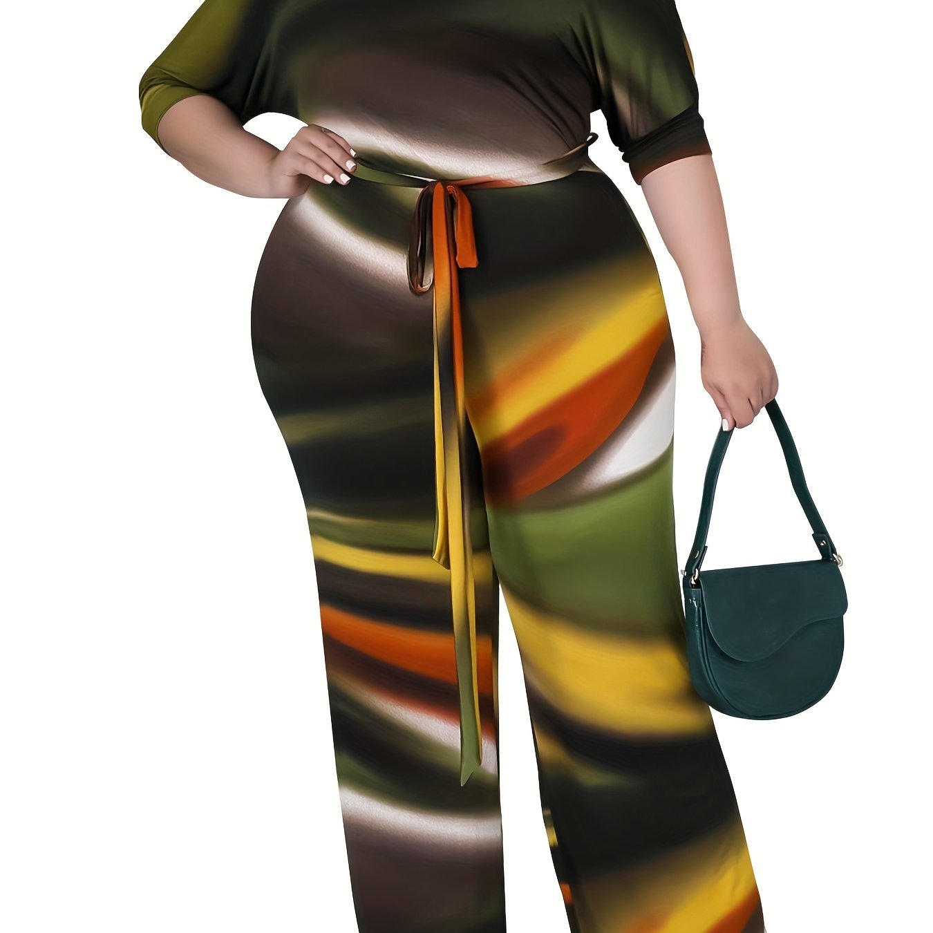 Casual Jumpsuit Print One Shoulder Long Sleeve Wide Leg