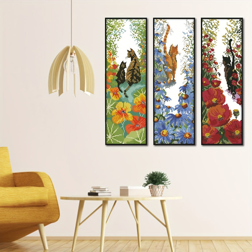 14CT Printed Flower Kit Cross Stitch Material Bag Artwork Wall Decor