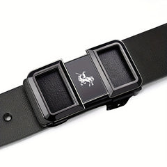 Men's Smooth Buckle PU Leather Belt for Business Travel Dressing