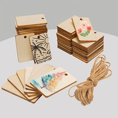 50pcs Wooden Geometric Ornaments Home Decoration Wood Chips Rectangle