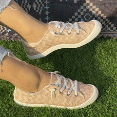 Women's Geometric Striped Flat Sports Sneakers