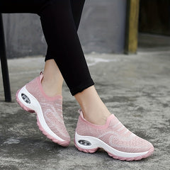 Women's Breathable Slip On Woven Sneakers Lightweight Low Top Shoes