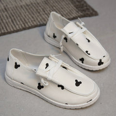 Women's Animal Print Canvas Shoes Lightweight Low Top Lace Up Shoes