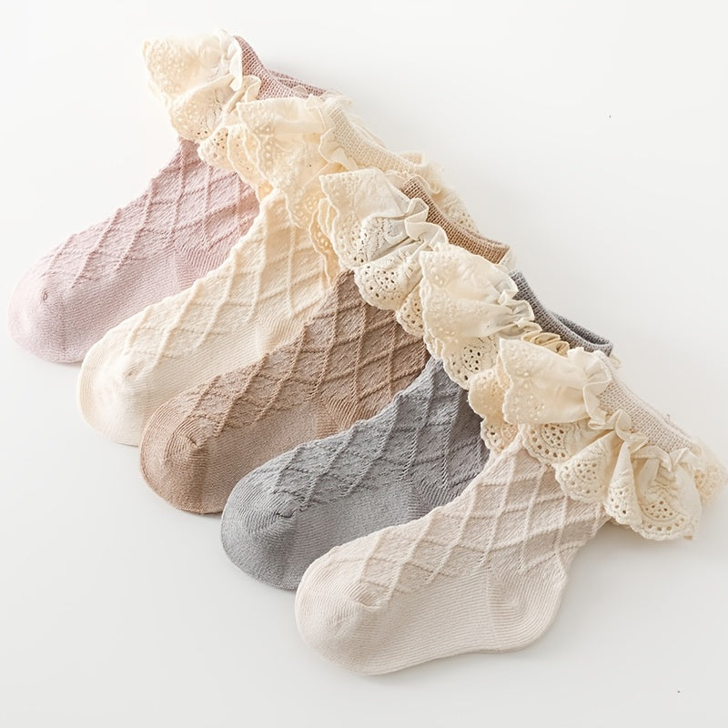 Princess Socks Lace Brim Knit Soft Comfortable Crew Socks