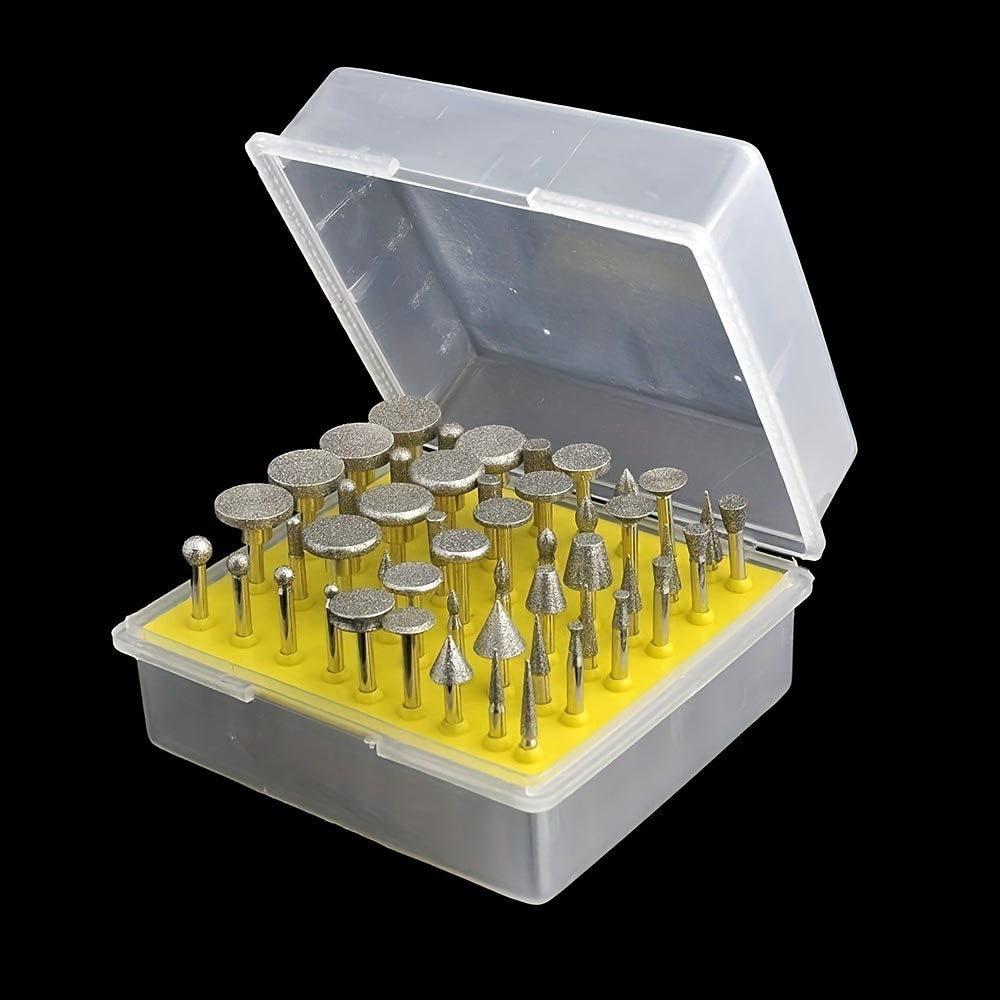 50pcs Diamond Coated Grinding Head Burrs Set for Rotary Tool
