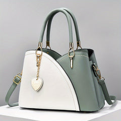 Colorblock Tote Bag Faux Leather Top Handles Women's Shoulder Bag
