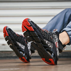 Men's Lace Up Knitted Blade Sneakers Breathable Outdoor Walking Slippers