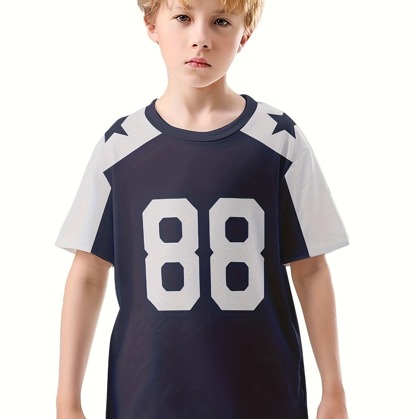 Boy's Breathable Short Sleeve Sports T-Shirt, Creative Pattern Casual Top