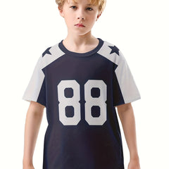 Boy's Breathable Short Sleeve Sports T-Shirt, Creative Pattern Casual Top