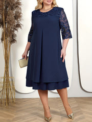 Casual Dress Lace Half Sleeve Layered Dre