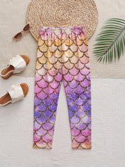 Girls Fish Scale Leggings Gradient Activewear for Sports Running Jogging Gift