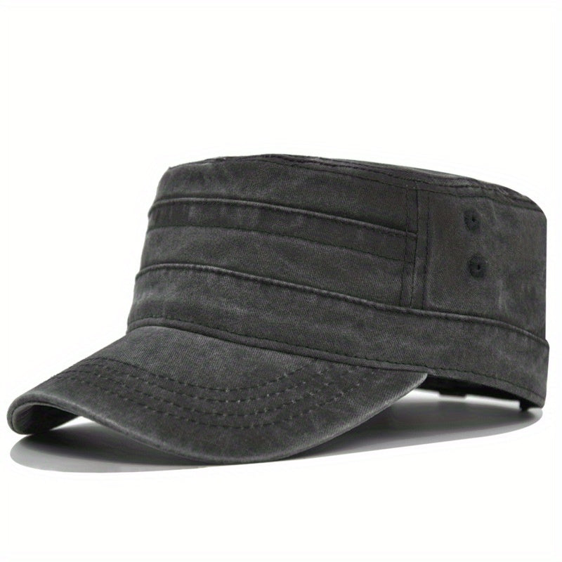 Casual Cotton Flat Top Hat Vintage Army Cap