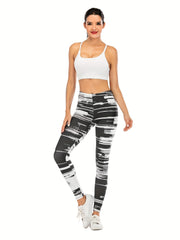 Striped Print Leggings Casual Leggings For All Seasons Women's Clothing