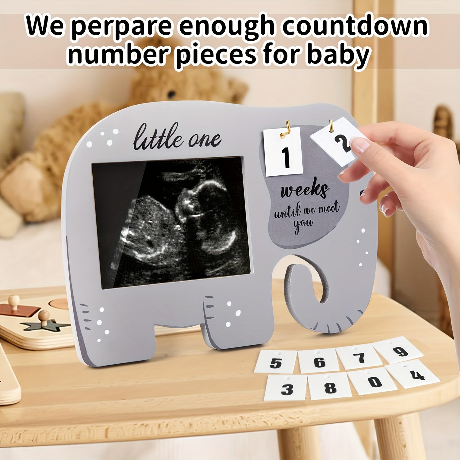 Elephant Ultrasound Frame + Countdown Blocks - Parent Gift