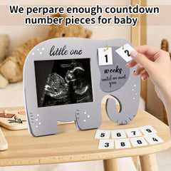 Elephant Ultrasound Frame + Countdown Blocks - Parent Gift