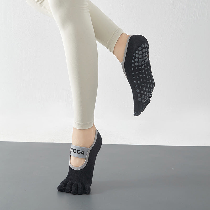 Non Slip Grippers Socks Five Toe Split Backless Boat Socks For Yoga Barre Ballet