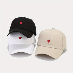 Heart Embroidery Couple Baseball Cap Adjustable Dad Hats Solid Sun Hats