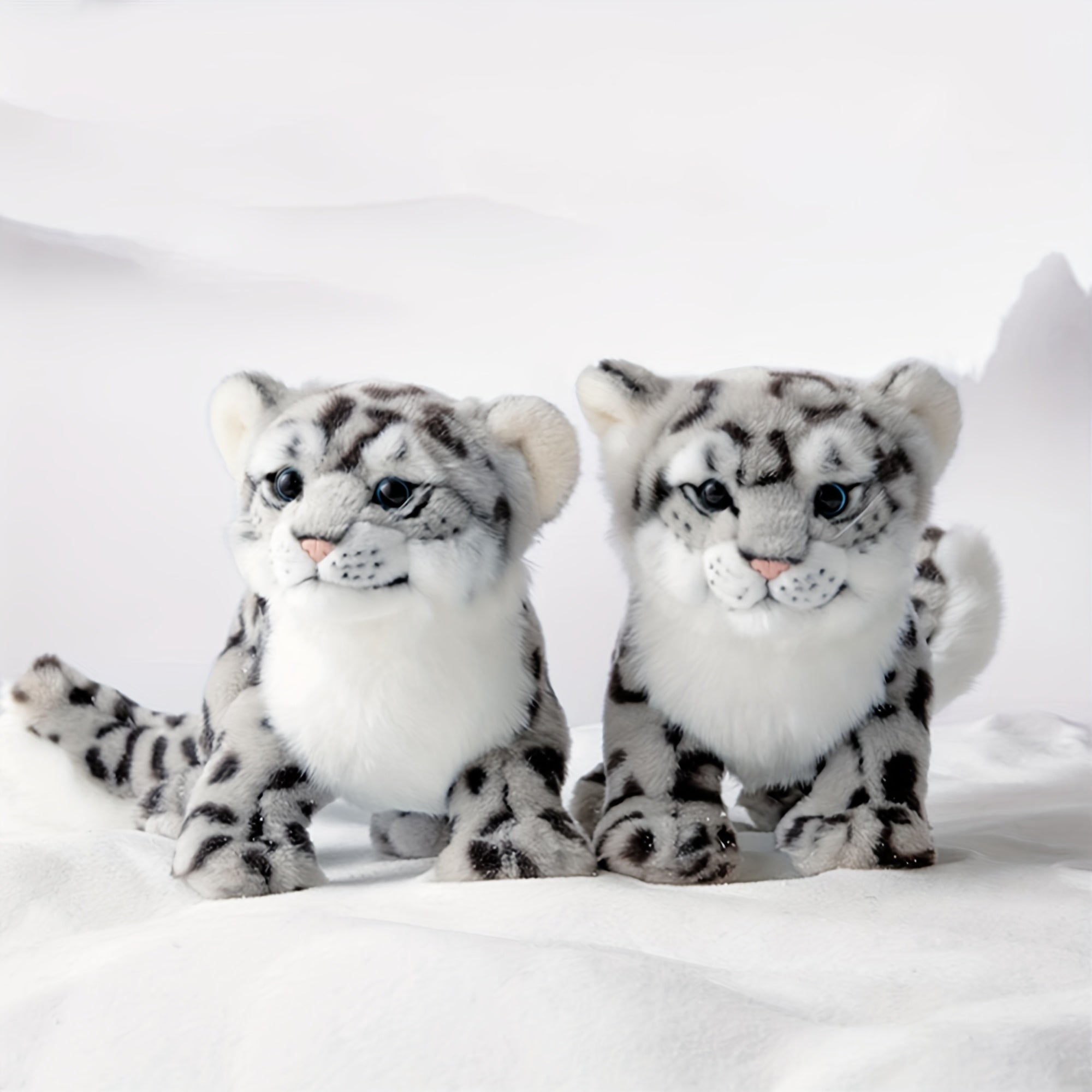 Realistic Snow Leopard Plush Toy 11.8in Faux Wildlife Stuffed Animal Soft Flanne
