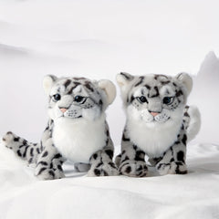 Realistic Snow Leopard Plush Toy 11.8in Faux Wildlife Stuffed Animal Soft Flanne