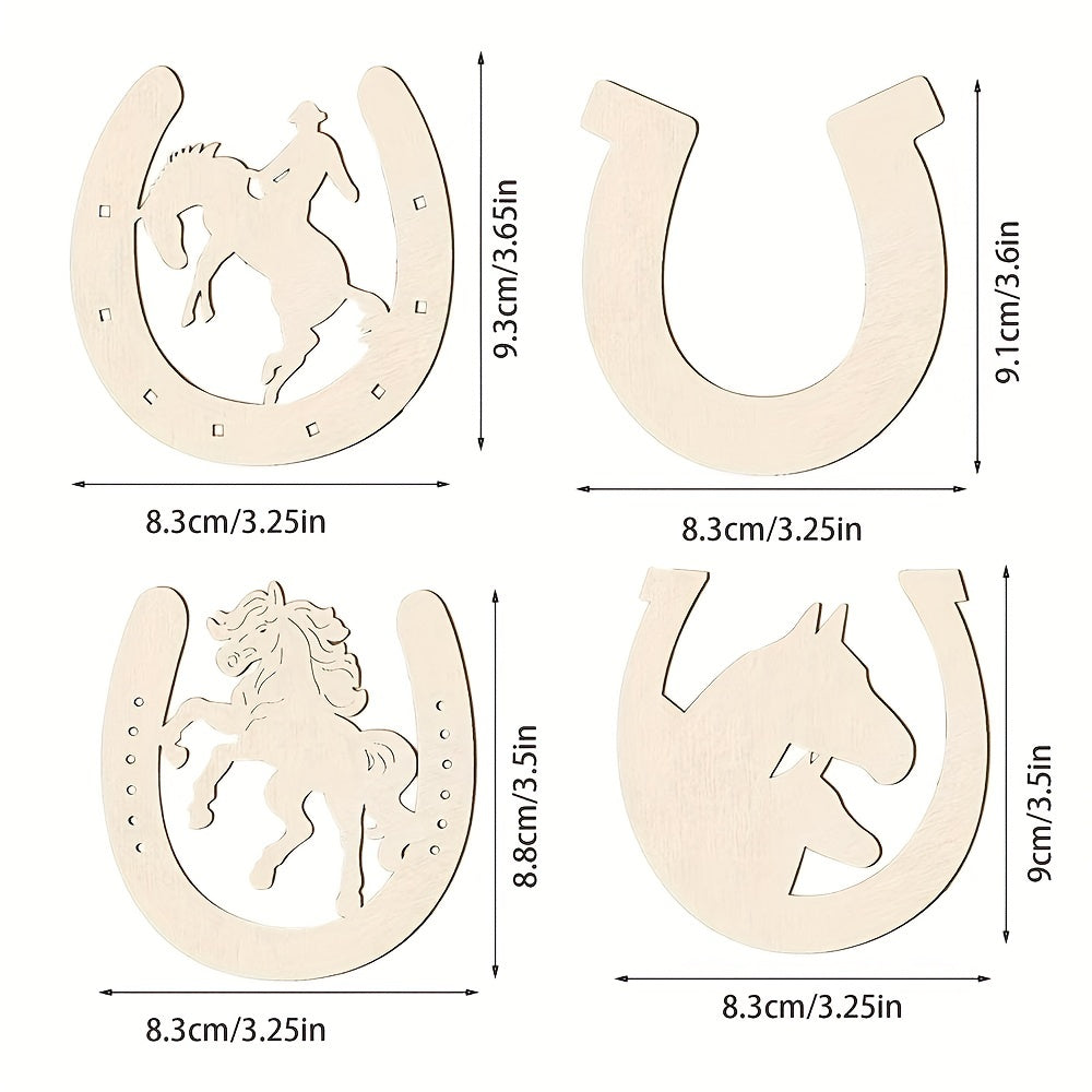 12pcs Wooden Horseshoe Cutouts Unpainted DIY Pendant