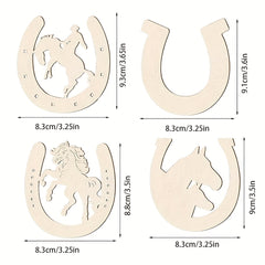12pcs Wooden Horseshoe Cutouts Unpainted DIY Pendant