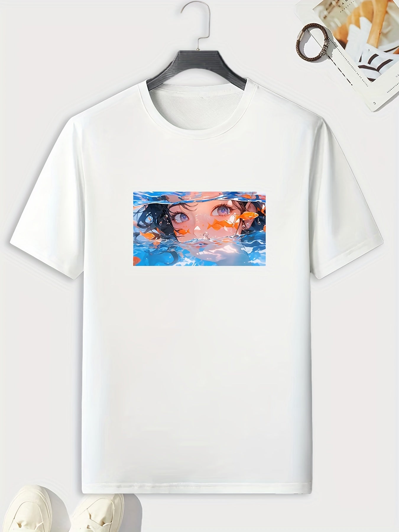 Anime Girl Pattern Print Men's Comfy Sports T shirt Graphic Tee