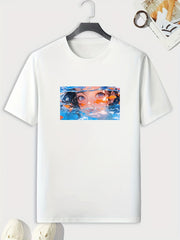 Anime Girl Pattern Print Men's Comfy Sports T shirt Graphic Tee