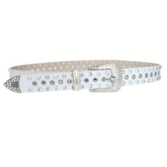 Rhinestone Inlaid Punk Belt Y2K Women Jeans Pants Belt PU Leather