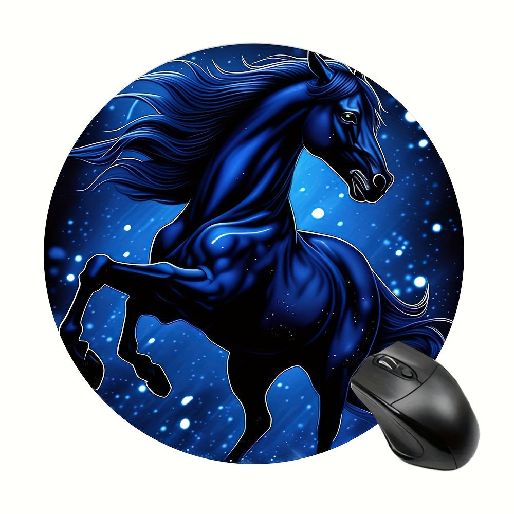 Cartoon Horse Pattern Round Mouse Pad for Office Computers Laptop
