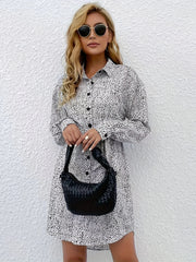 Button Front Long Sleeve Dress Women's Clothing