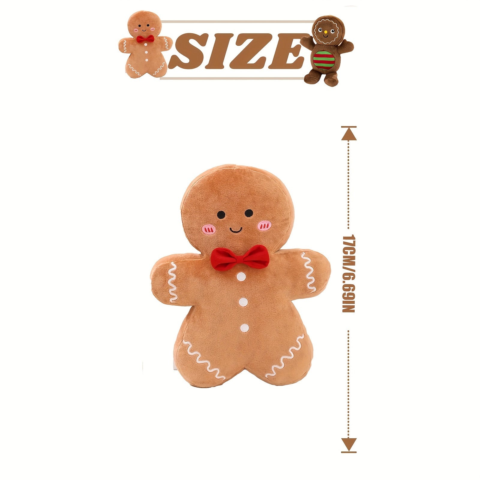 Gingerbread Man Plush Hanging Ornaments Set of 4