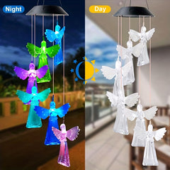 Solar Angel Wind Chime with LED Light for Home and Garden Decor