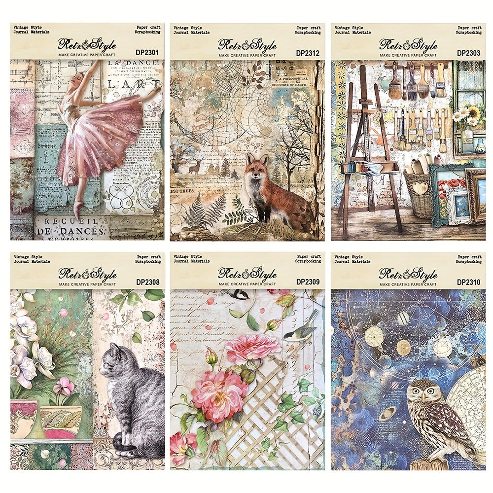 8sheets A5 Vintage Style Scrapbooking Paper Pack