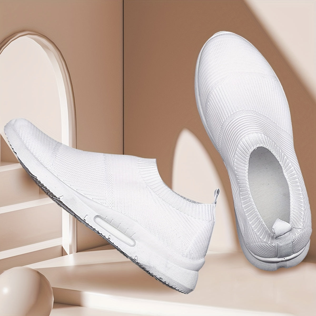 Unisex Flying Woven Running Shoes Slip On Mesh Sneakers
