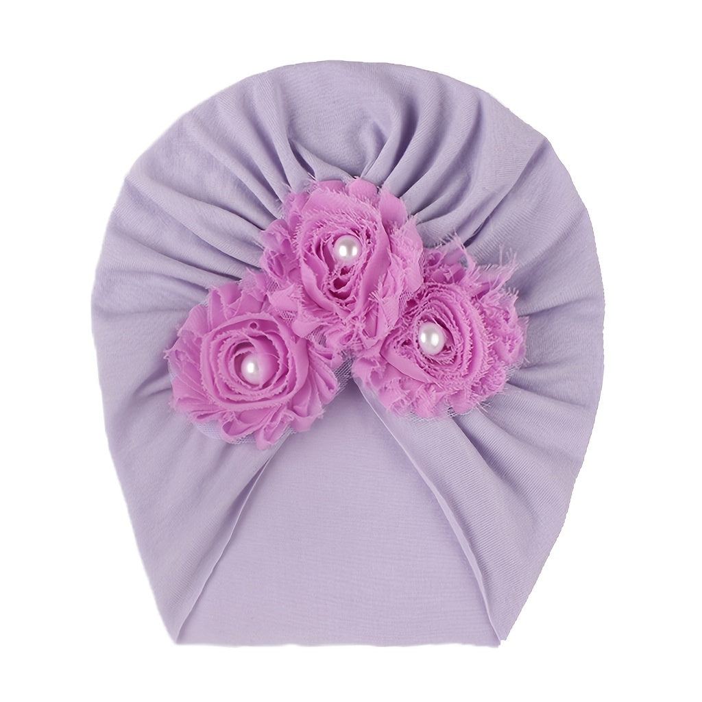 Baby Turban Hat With Flower, 0-3 Years Old