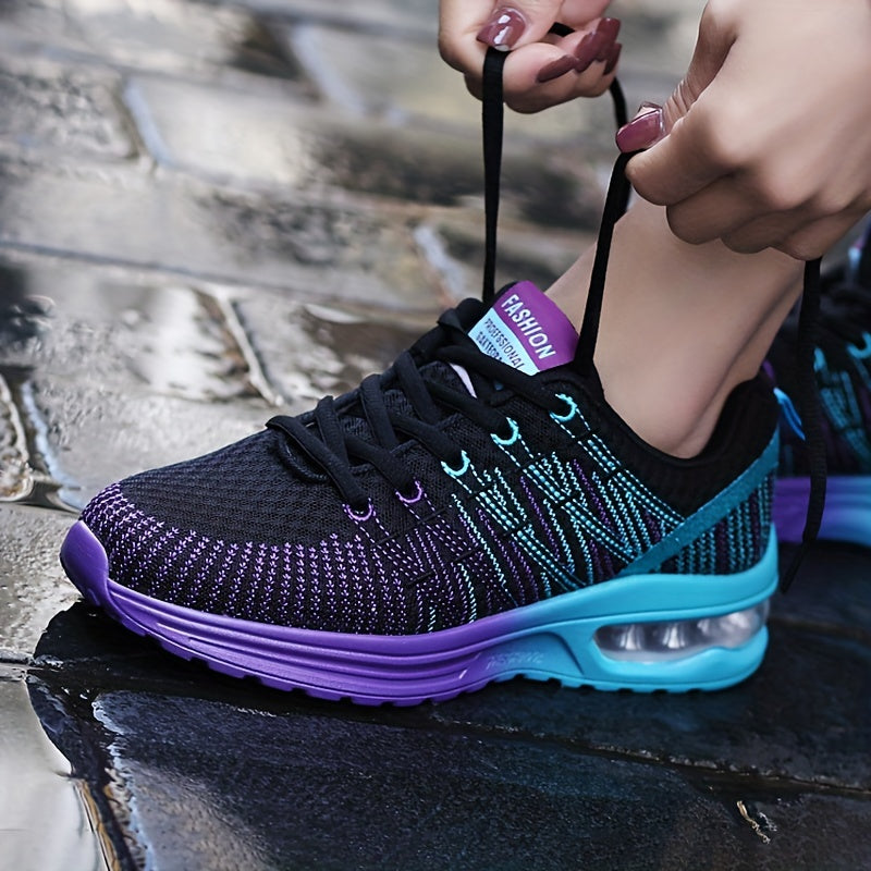 Women's Stylish Mesh Running Shoes Air Cushion Sneakers Lace Up