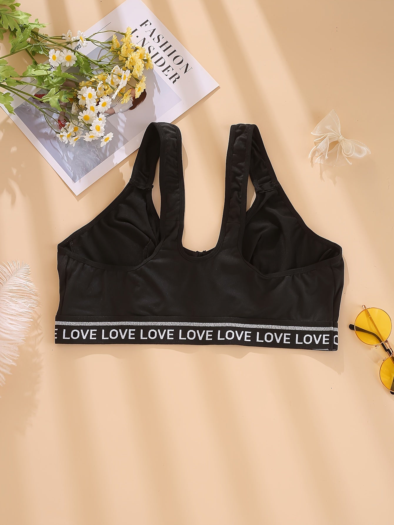 Women's Plus Glitter Tape Sporty Bralette