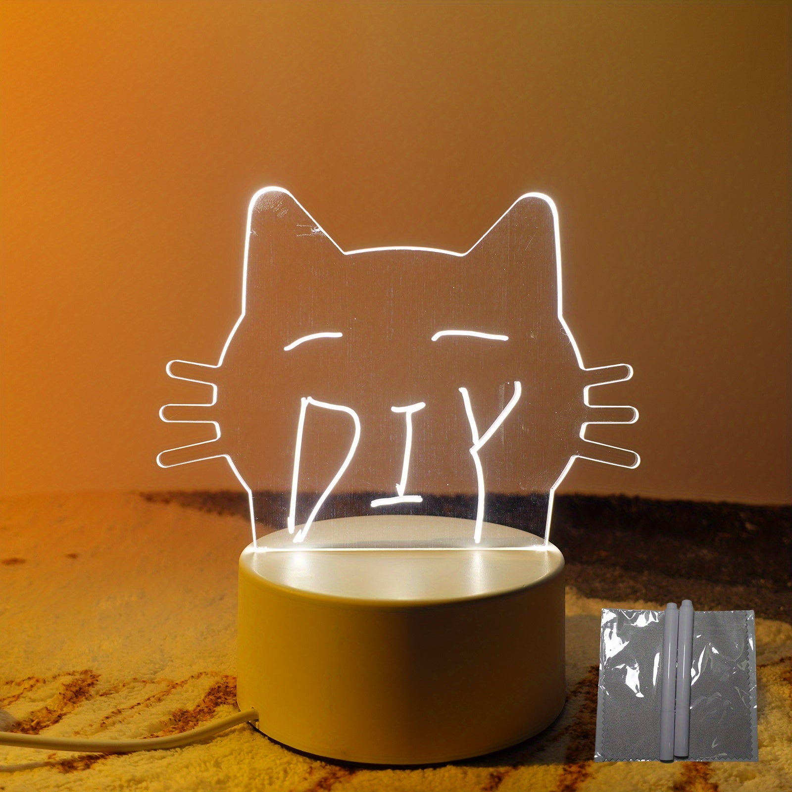 Personalized DIY Message Board Night Light USB Powered Table Lamp