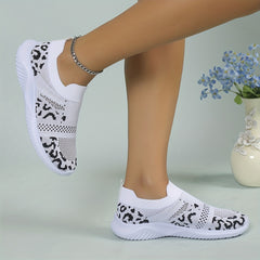 Women's Mesh Panel Slip On Sneakers Low Round Toe Light Shoes