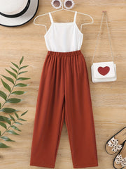 3pcs Toddler Girls Cami Top & Pants & Vest Set Kids Summer Clothes