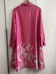 Retro Blouse Women's Plus Floral Print Long Sleeve Button Up