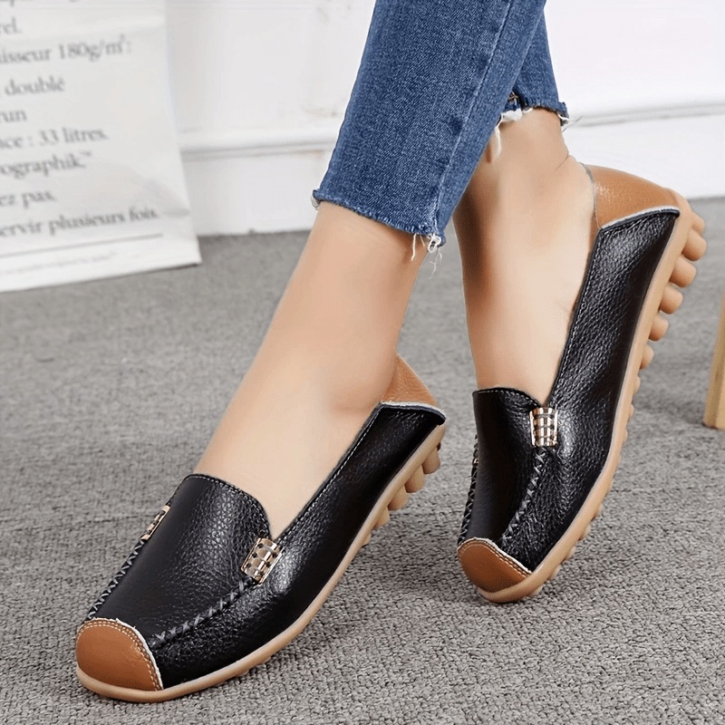 Women's Slip On Flat Loafers Colorblock Non Slip Shoes
